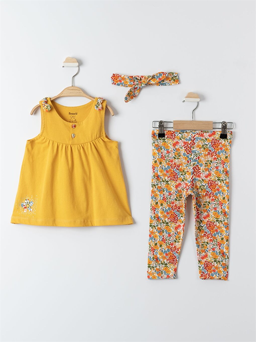 Kahverengi Bisiklet Yaka Bluz ve Pantolon Kız Bebek Takım