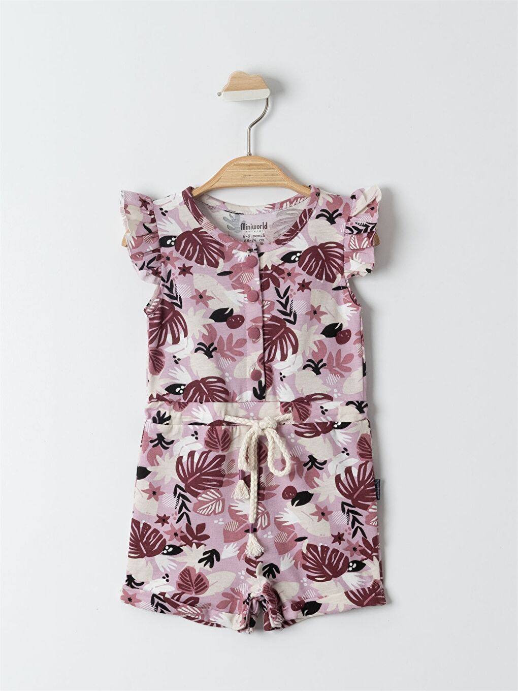 Lila Bisiklet Yaka Kız Bebek Tulum