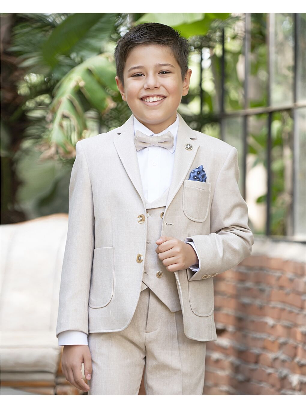 Bej Erkek Çocuk Takım Elbise