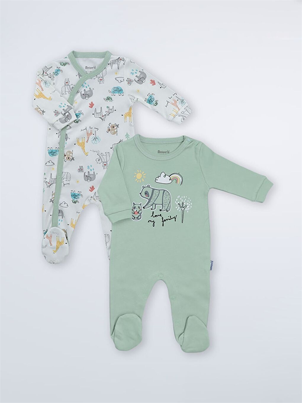 Yeşil Bisiklet Yaka Erkek Bebek Tulum 2'li
