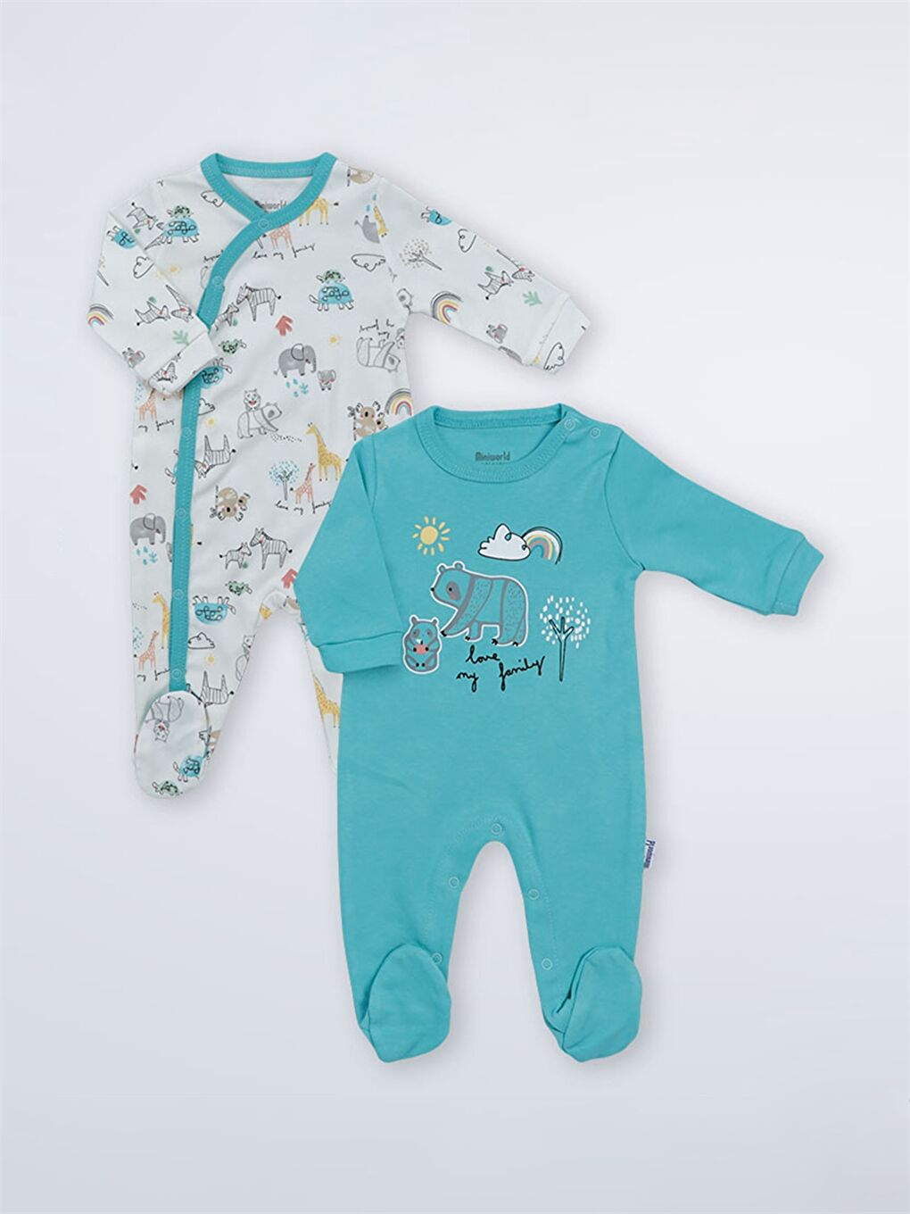 Yeşil Bisiklet Yaka Erkek Bebek Tulum 2'li