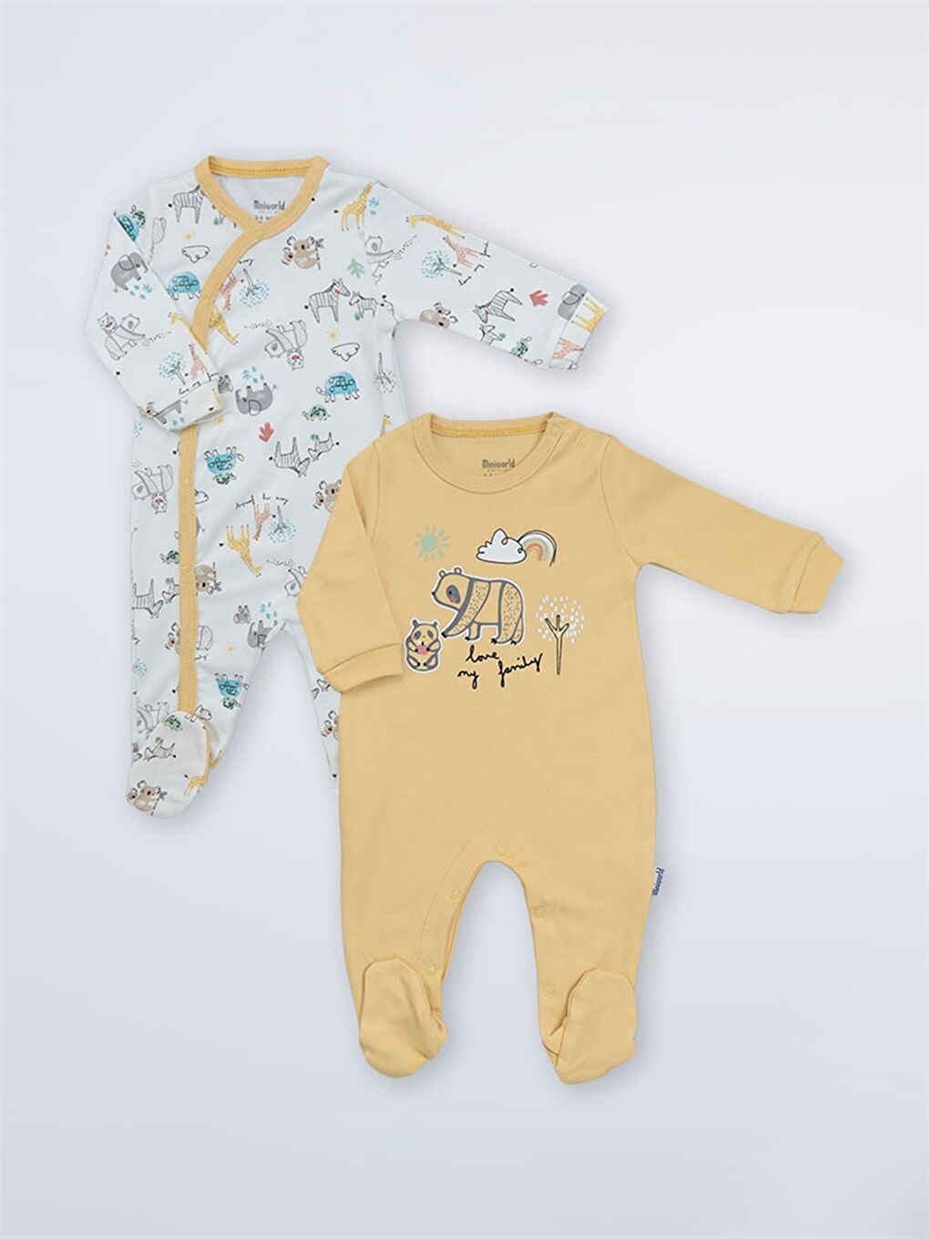 Sarı Bisiklet Yaka Erkek Bebek Tulum 2'li