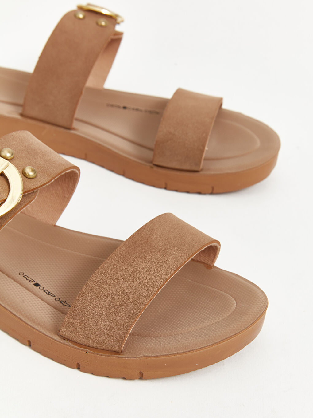 Bej Çift Bantlı Kadın Terlik-2