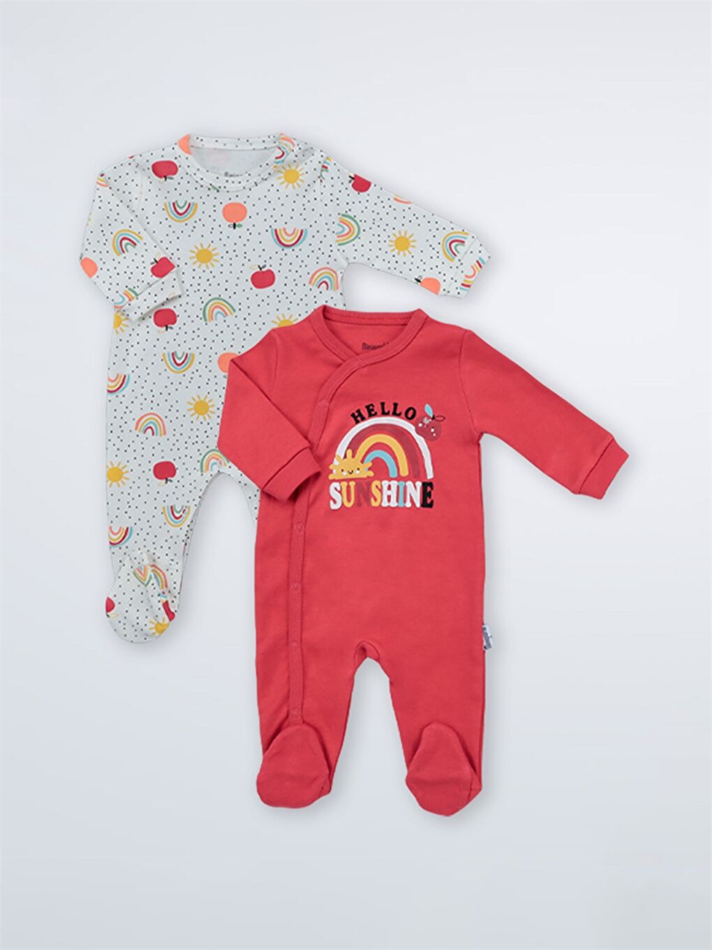 Kırmızı Bisiklet Yaka Unisex Bebek Tulum 2'li