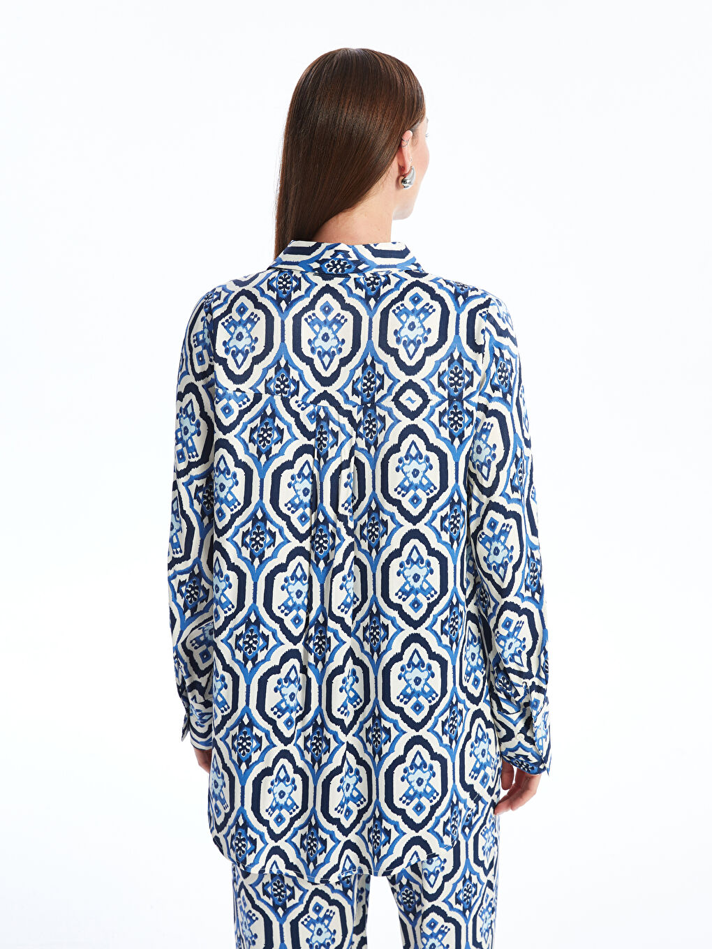 Patterned Long Sleeve Satin Women's Shirt -S4MQ55Z8-LQQ