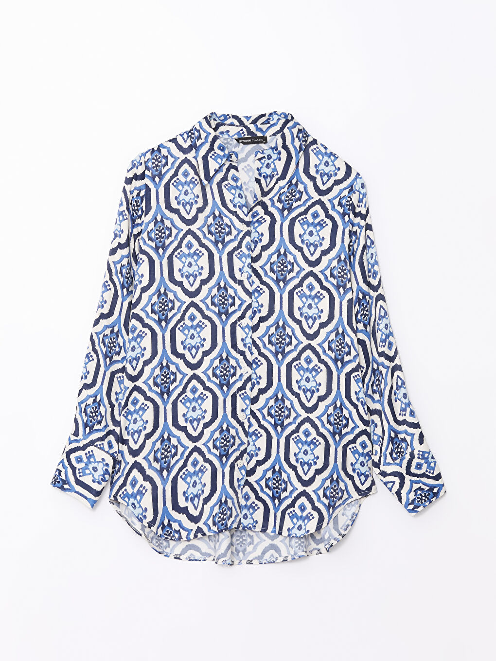 Patterned Long Sleeve Satin Women's Shirt -S4MQ55Z8-LQQ