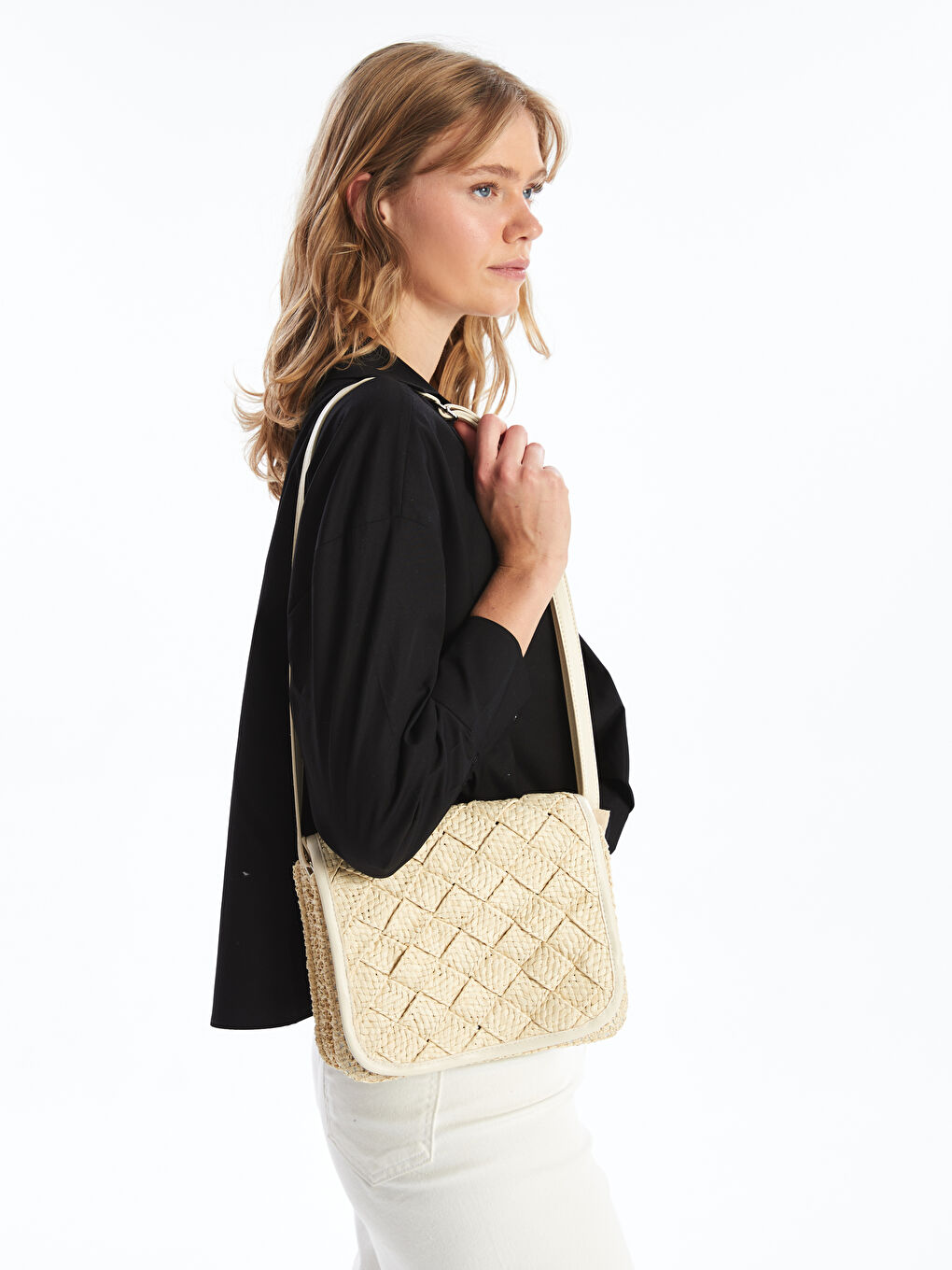 LCW ACCESSORIES Patterned Straw Women's Shoulder Bag -S4MR91Z8-CR8