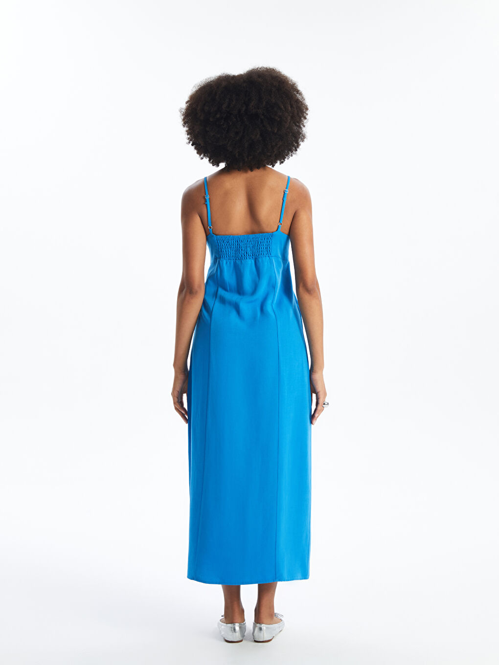 Square Neck Straight Strap Linen Blend Women's Dress -S4MS03Z8-VYF