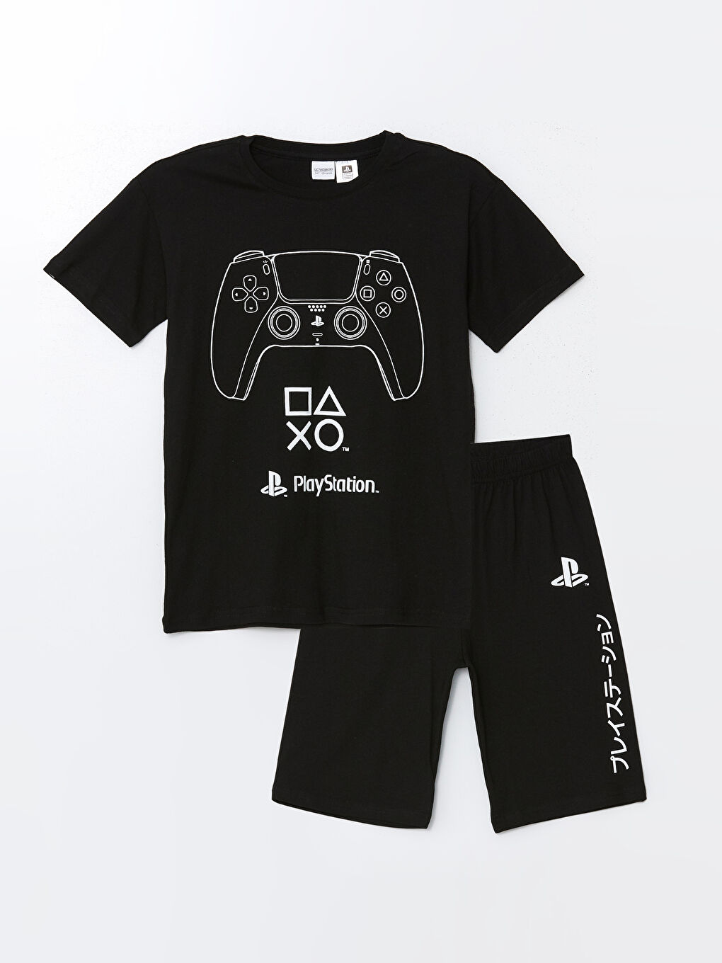 LCW Kids Yeni Siyah Bisiklet Yaka PlayStation Baskılı Erkek Çocuk Şortlu Pijama Takımı