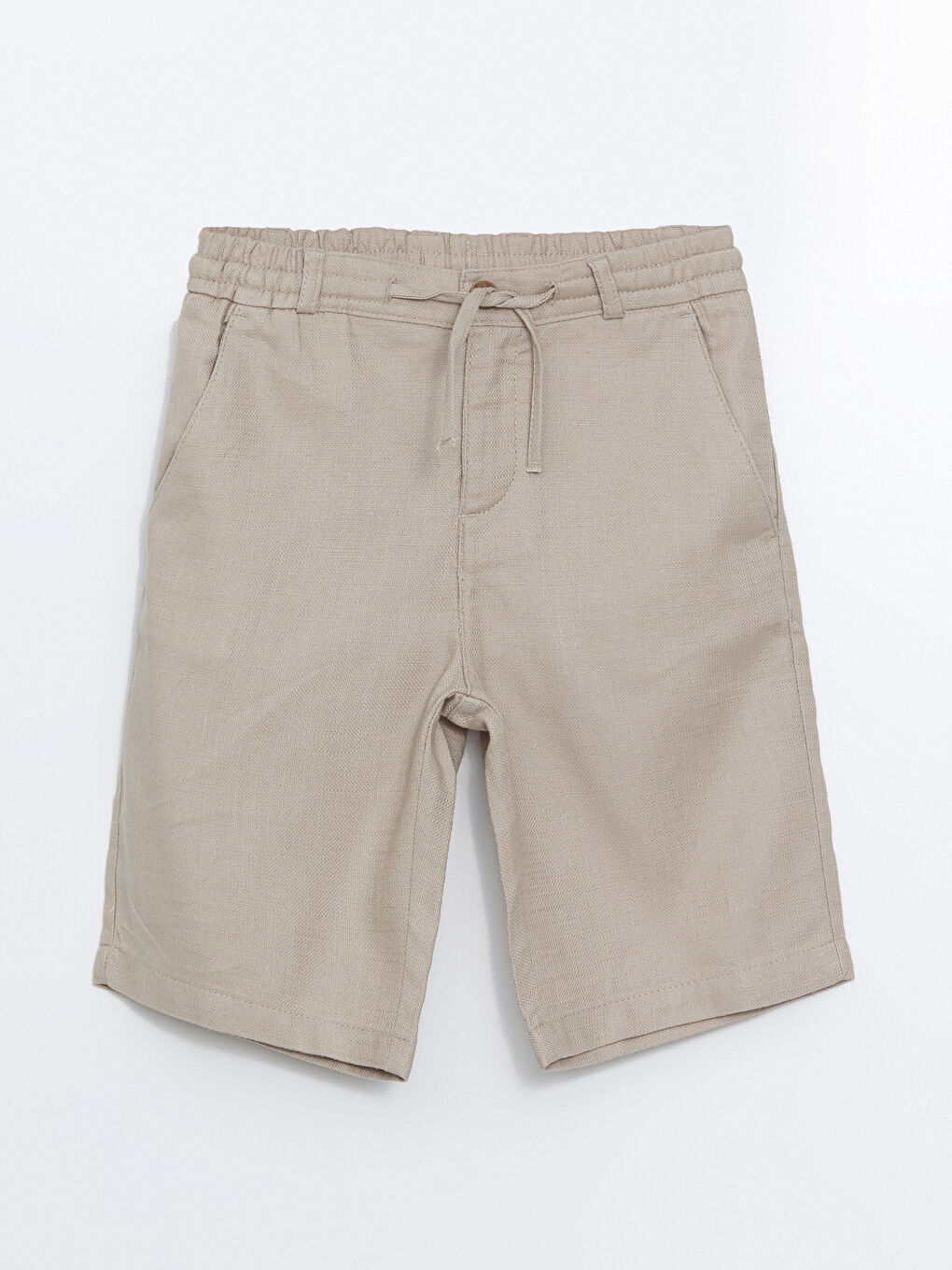 Bej Beli Lastikli Keten Görünümlü Erkek Çocuk Şort