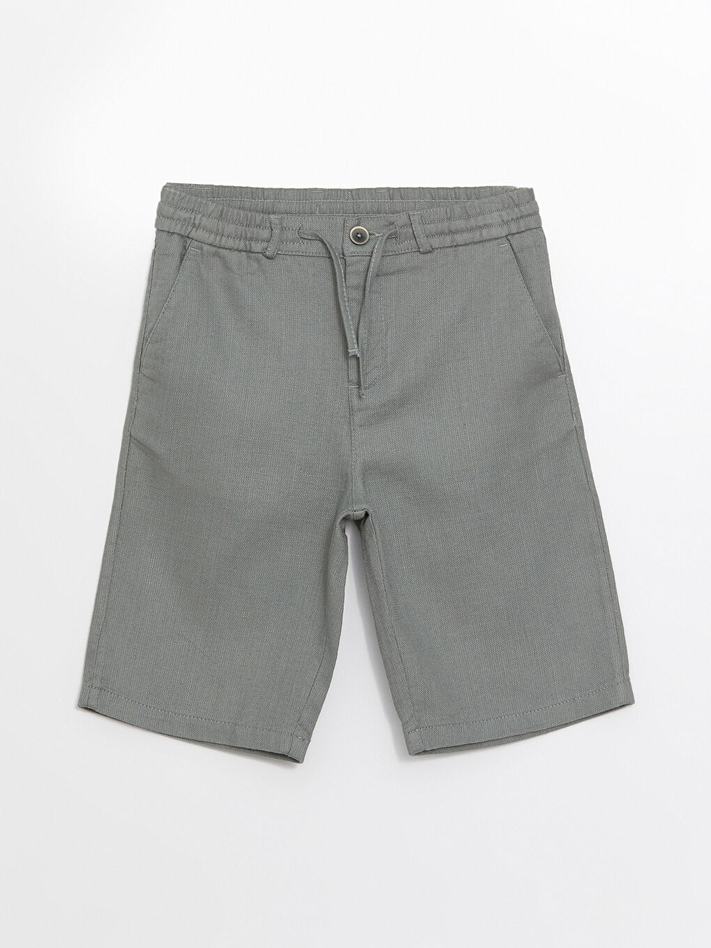 Yeşil Beli Lastikli Keten Görünümlü Erkek Çocuk Şort