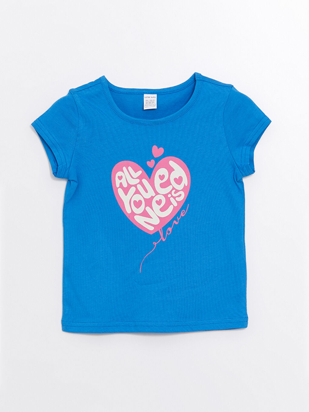 Mavi Bisiklet Yaka Baskılı Kız Çocuk Tişört