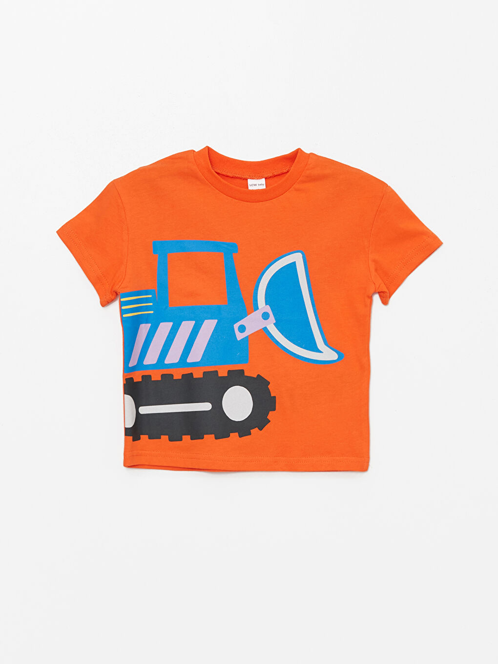 Turuncu Bisiklet Yaka Kısa Kollu Erkek Bebek Tişört