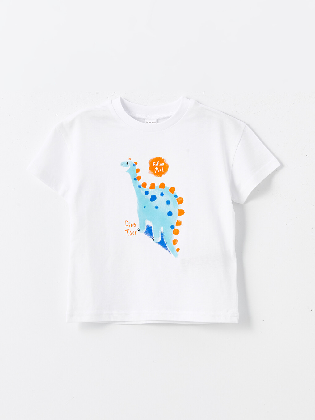 Beyaz Bisiklet Yaka Kısa Kollu Erkek Bebek Tişört