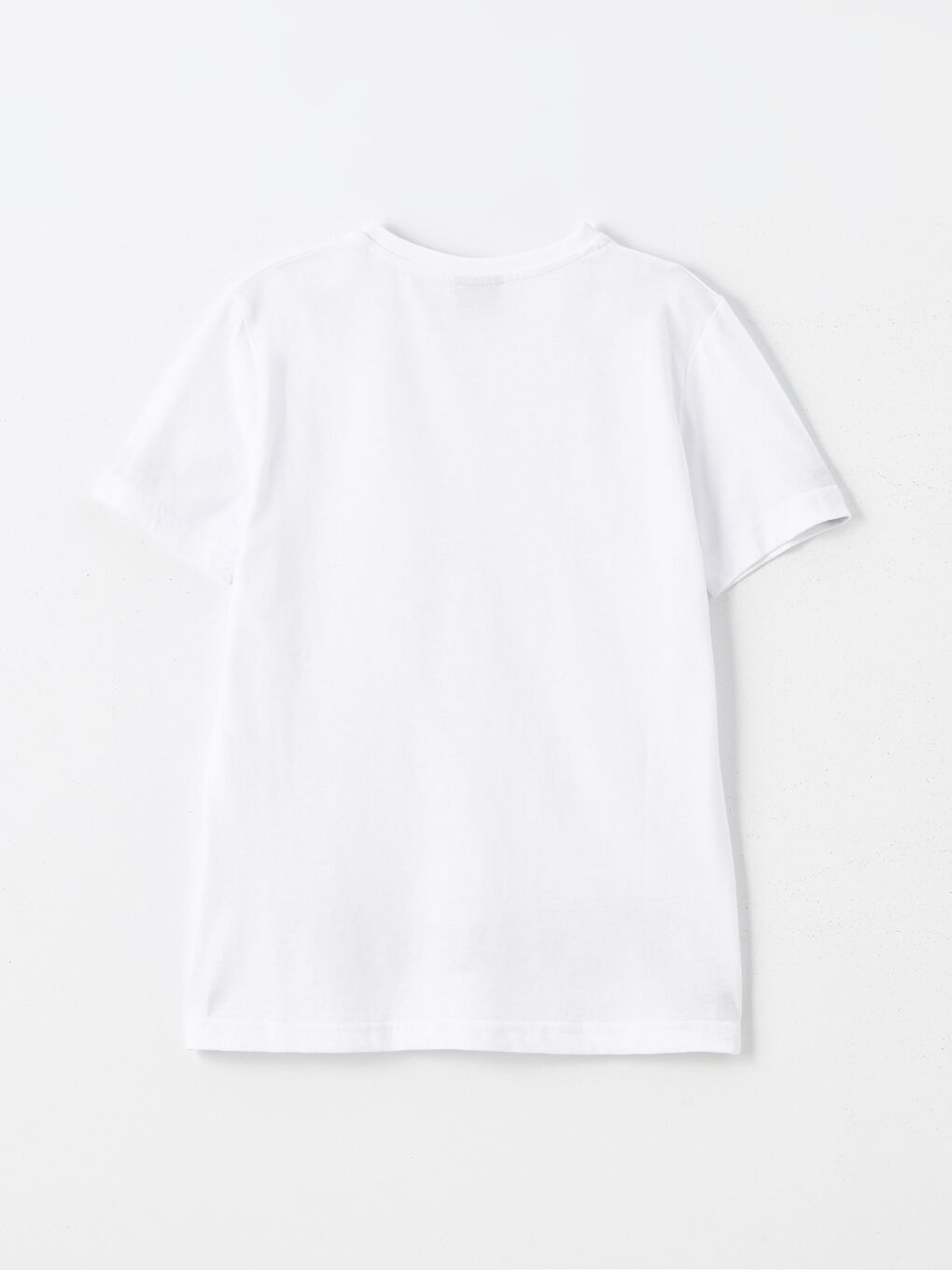 Beyaz Bisiklet Yaka Erkek Çocuk Tişört-2