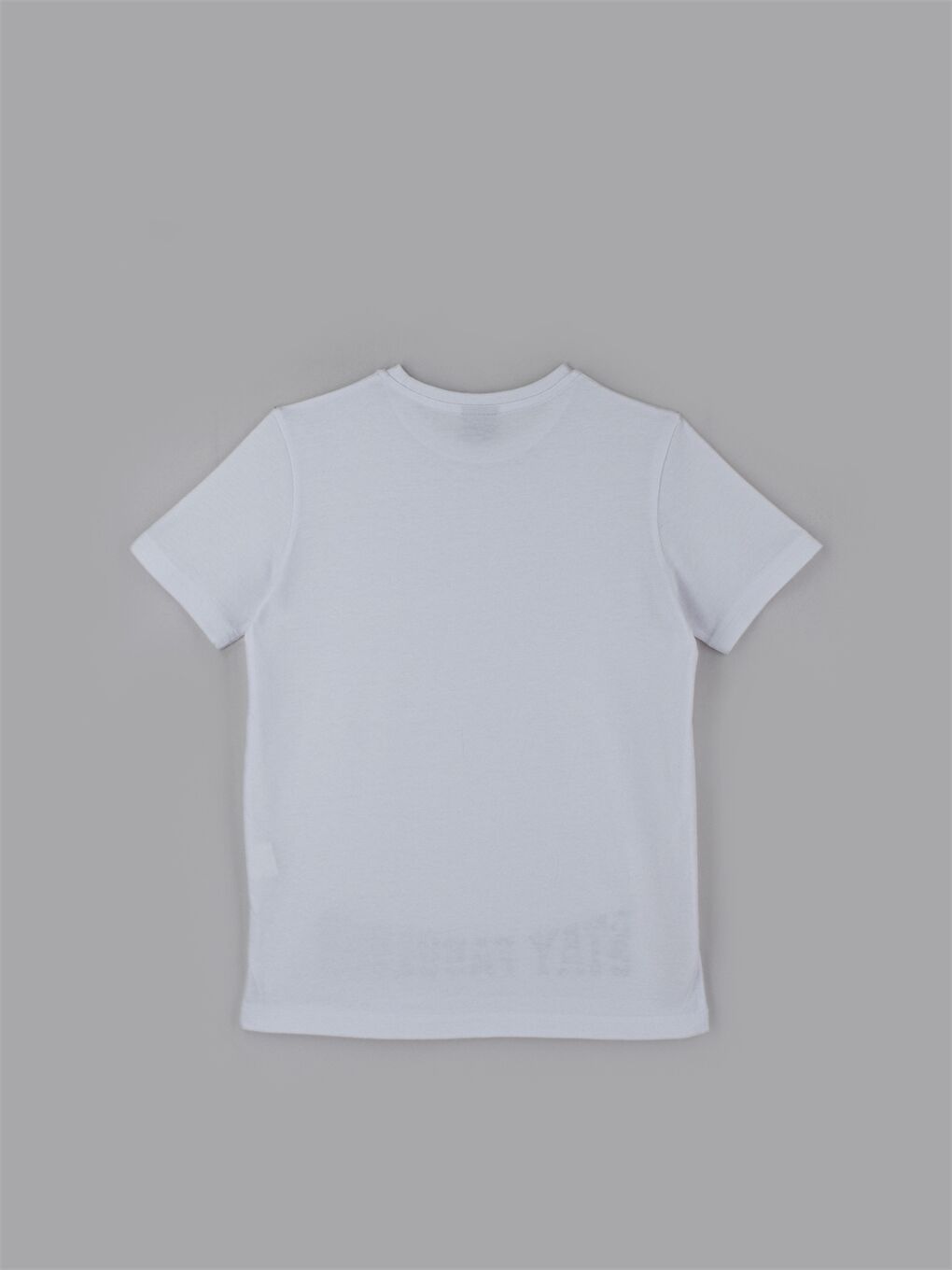 Beyaz Bisiklet Yaka Erkek Çocuk Tişört-4