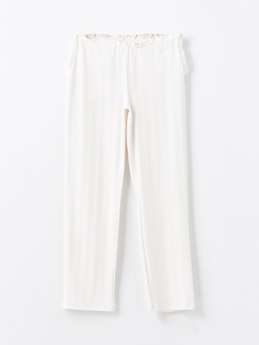 Ekru Kadın Bisiklet Yaka Düz Pijama Takımı-8