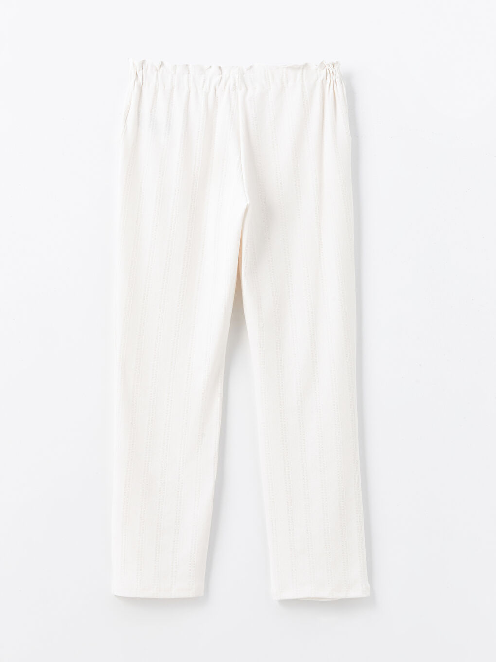 Ekru Kadın Bisiklet Yaka Düz Pijama Takımı-9