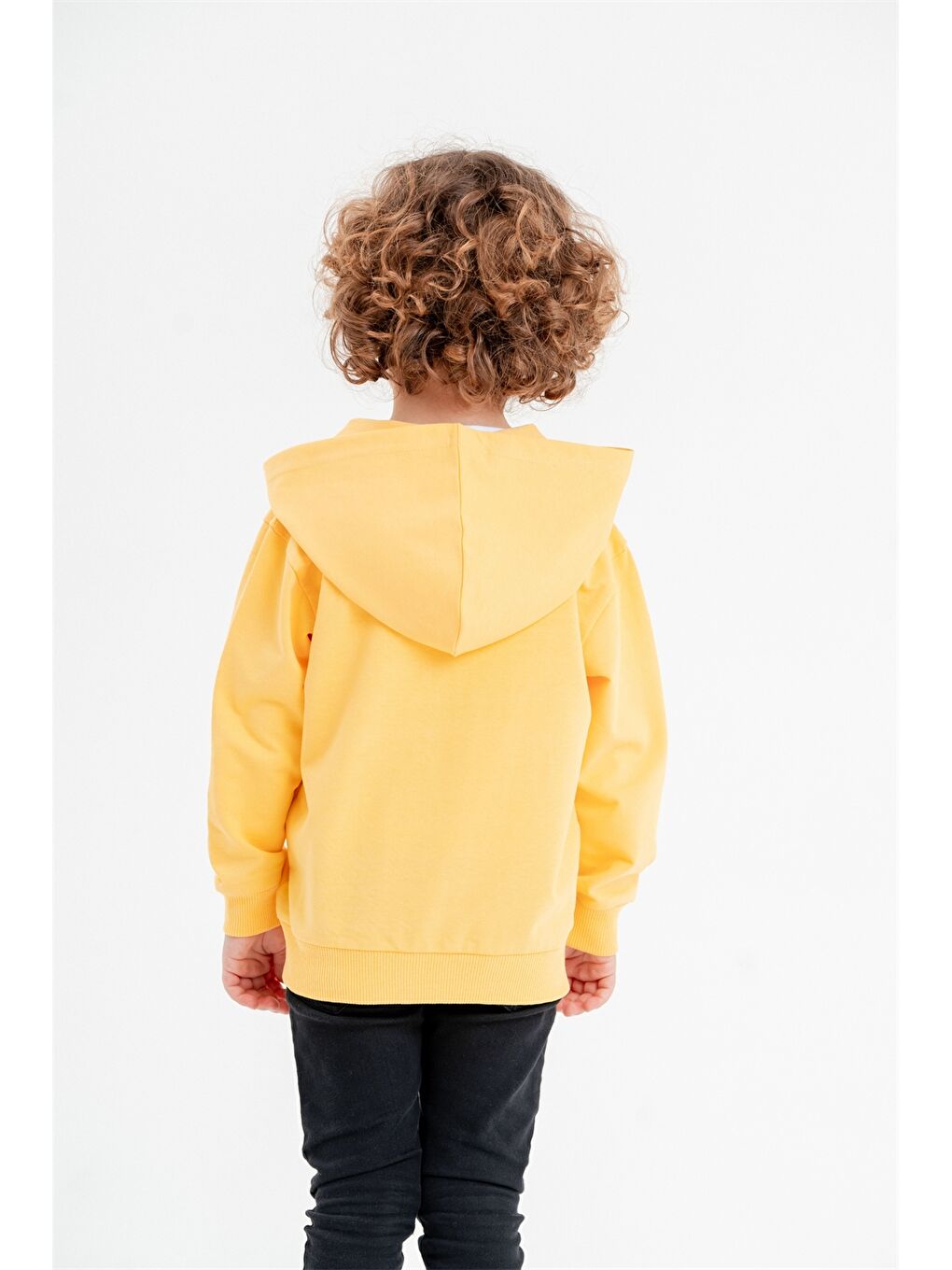 Sarı Kapüşonlu Erkek Bebek Fermuarlı Sweatshirt-2