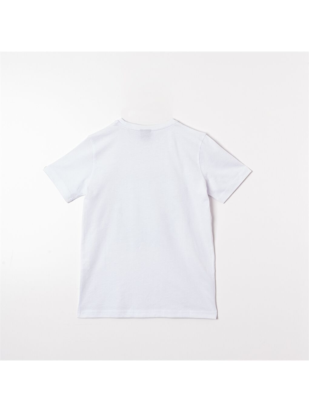 Beyaz Bisiklet Yaka Erkek Çocuk Tişört-3