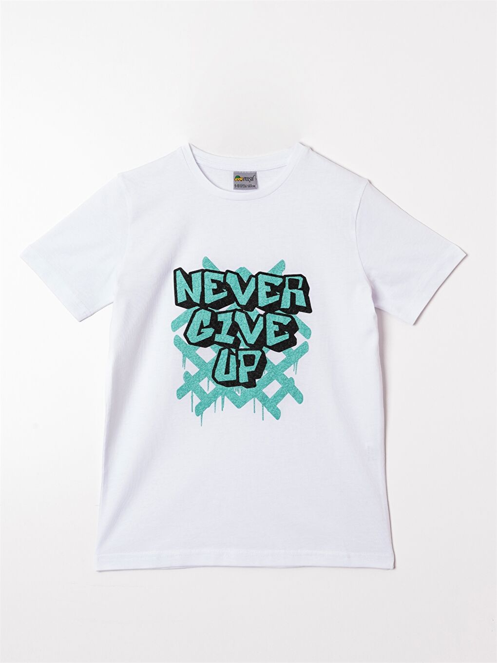 Beyaz Bisiklet Yaka Erkek Çocuk Tişört