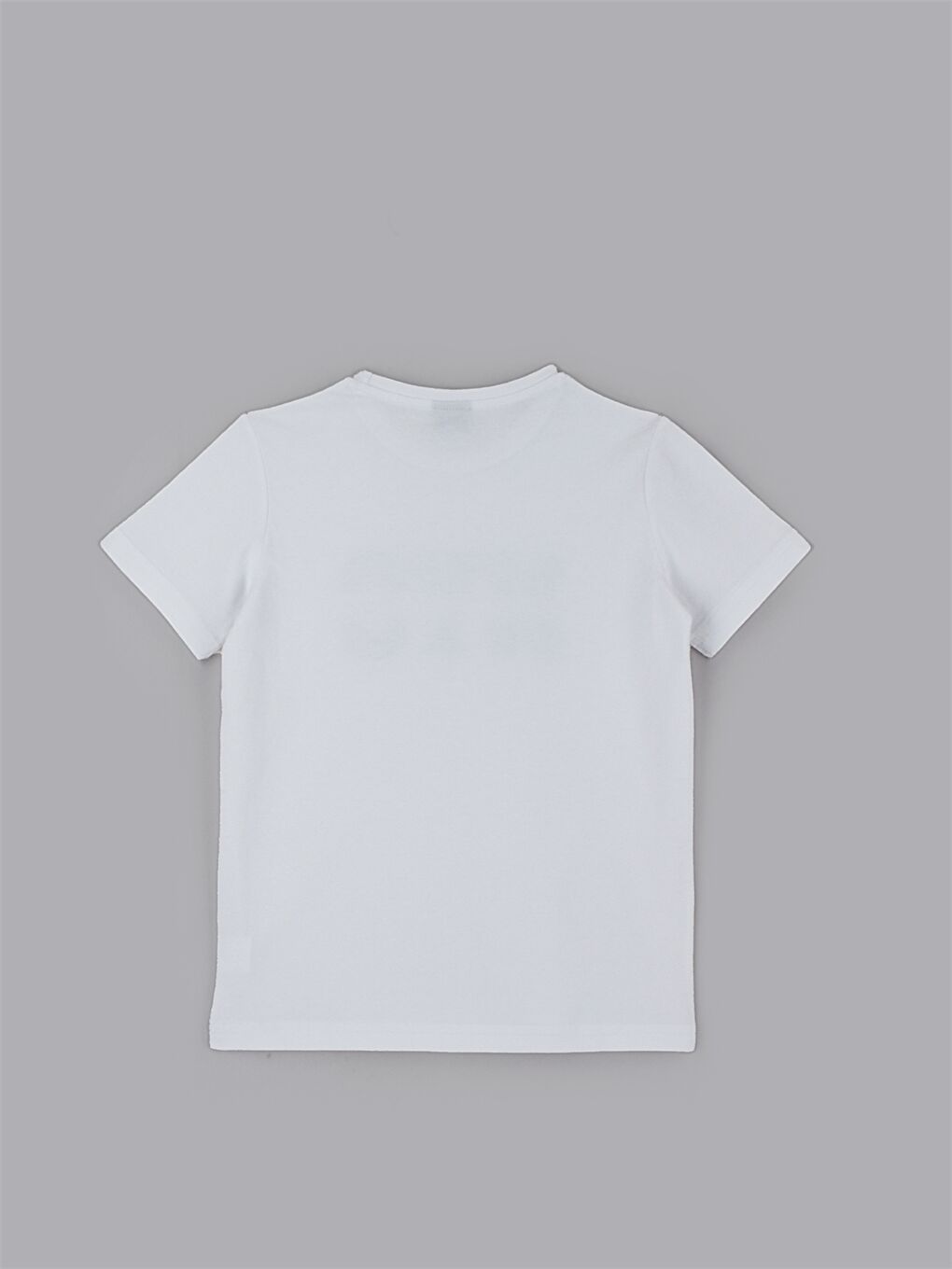 Beyaz Bisiklet Yaka Erkek Çocuk Tişört-2