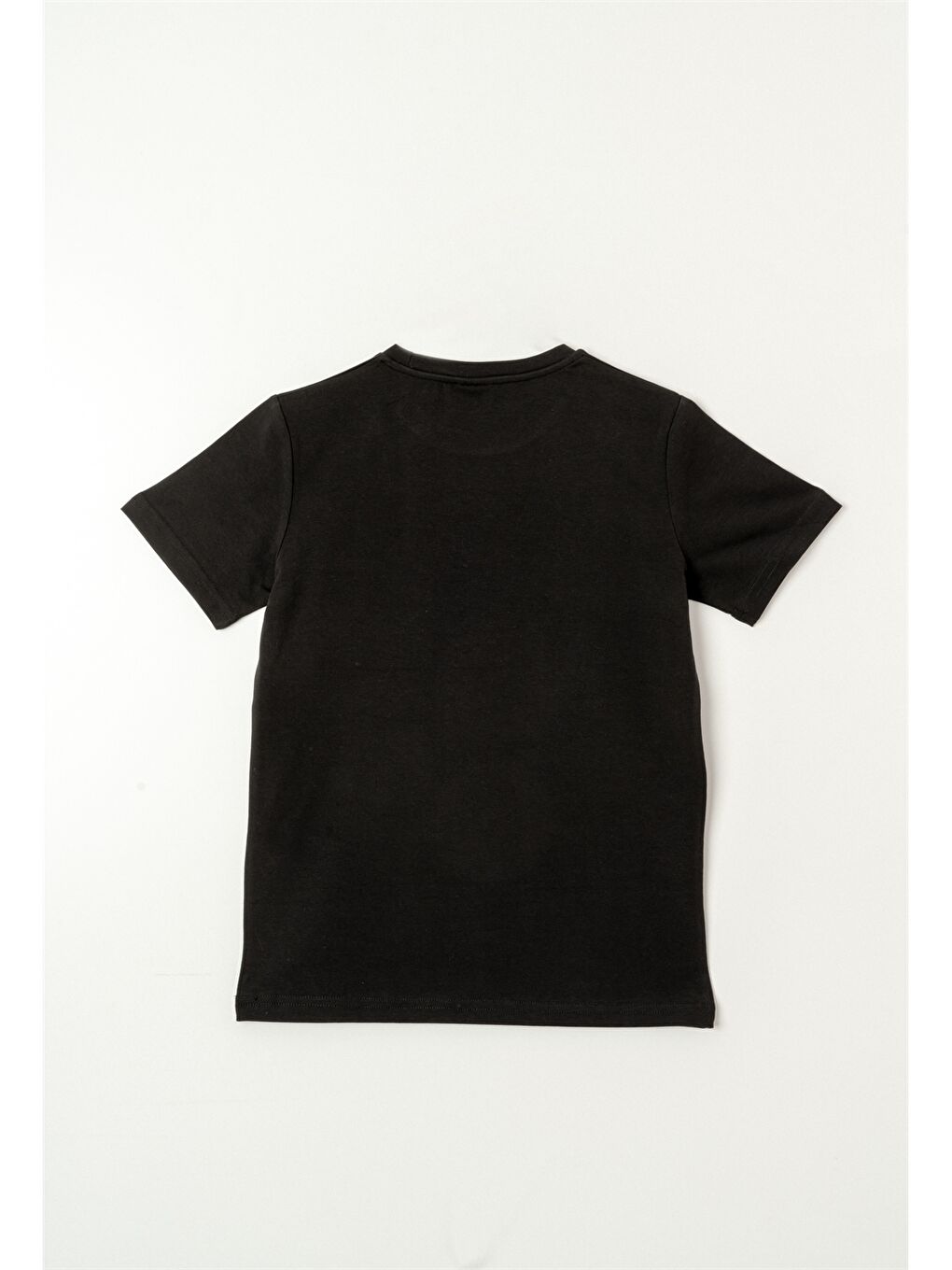 Siyah Bisiklet Yaka Erkek Çocuk Tişört-1