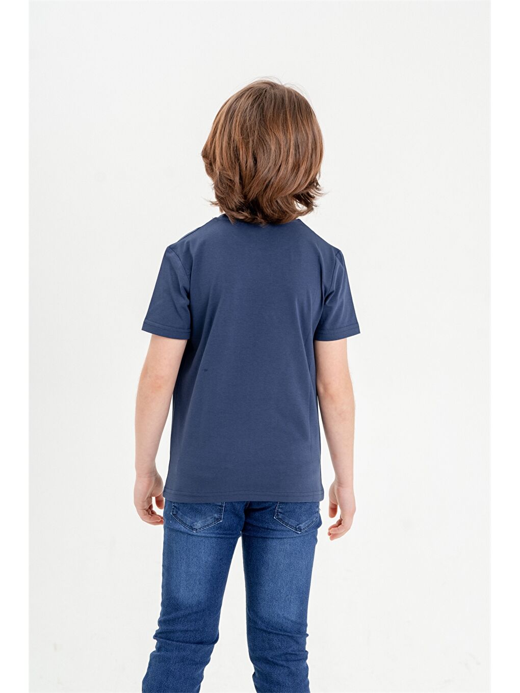 Lacivert Bisiklet Yaka Erkek Çocuk Tişört-2