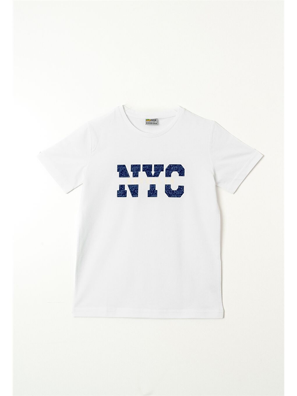 Beyaz Bisiklet Yaka Erkek Çocuk Tişört