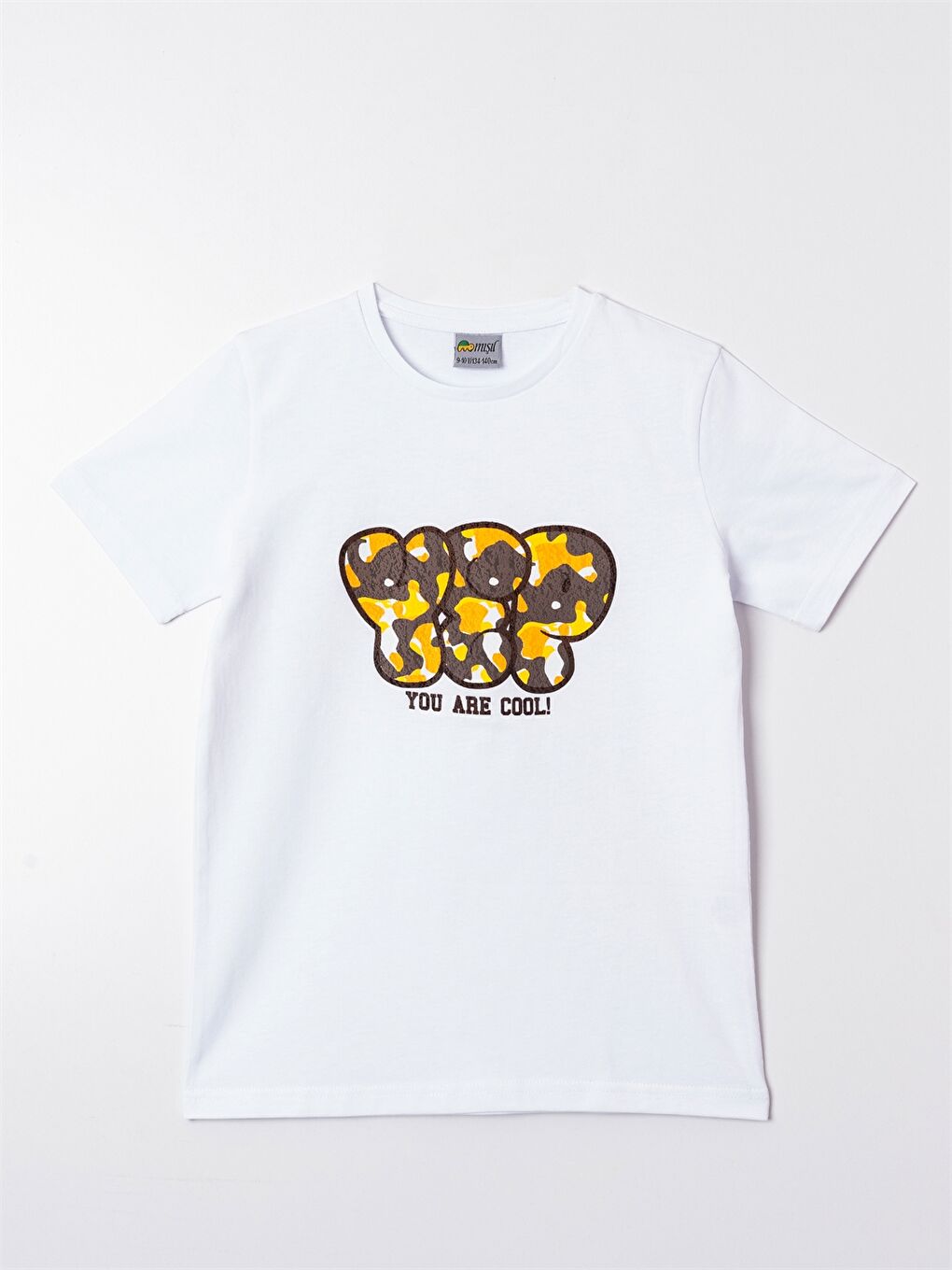 Beyaz Bisiklet Yaka Erkek Çocuk Tişört