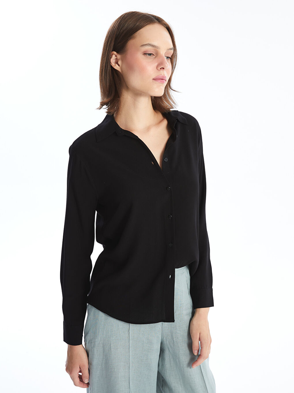 Long Sleeve Plain Women's Shirt -S4MU60Z8-CVL