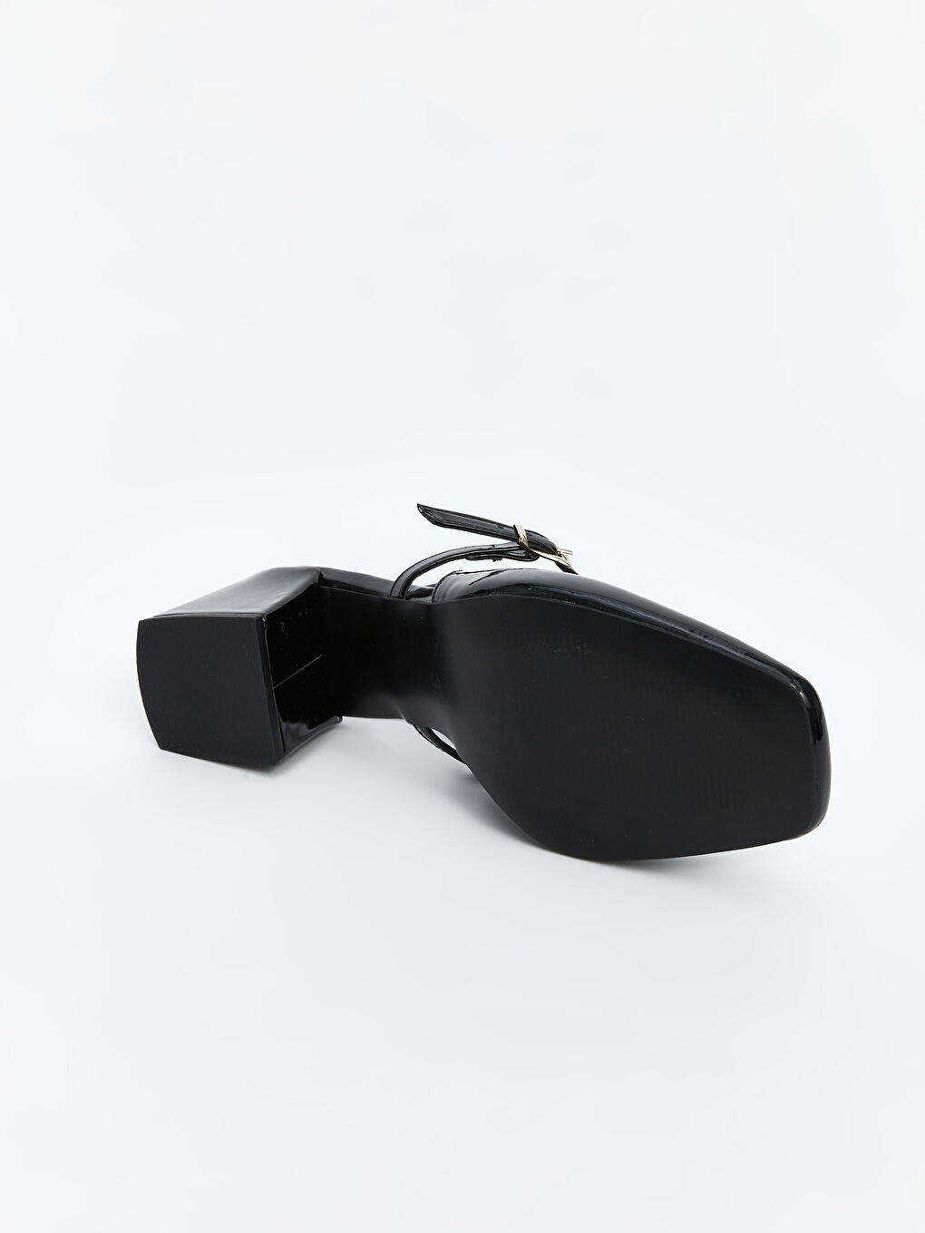 Siyah Deri Görünümlü Kadın Topuklu Ayakkabı-4