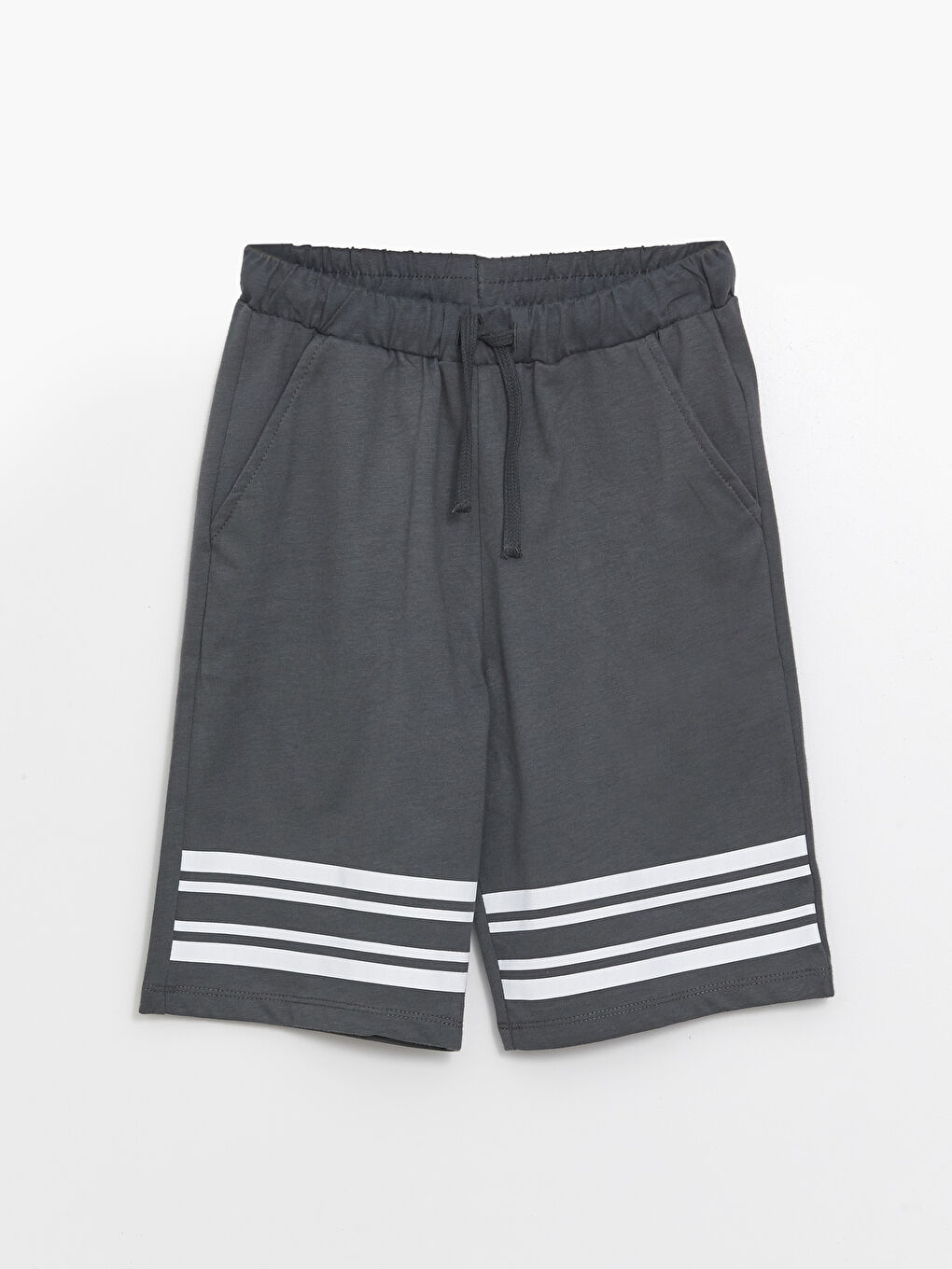 Lacivert Beli Lastikli Çizgili Erkek Çocuk Şort-2