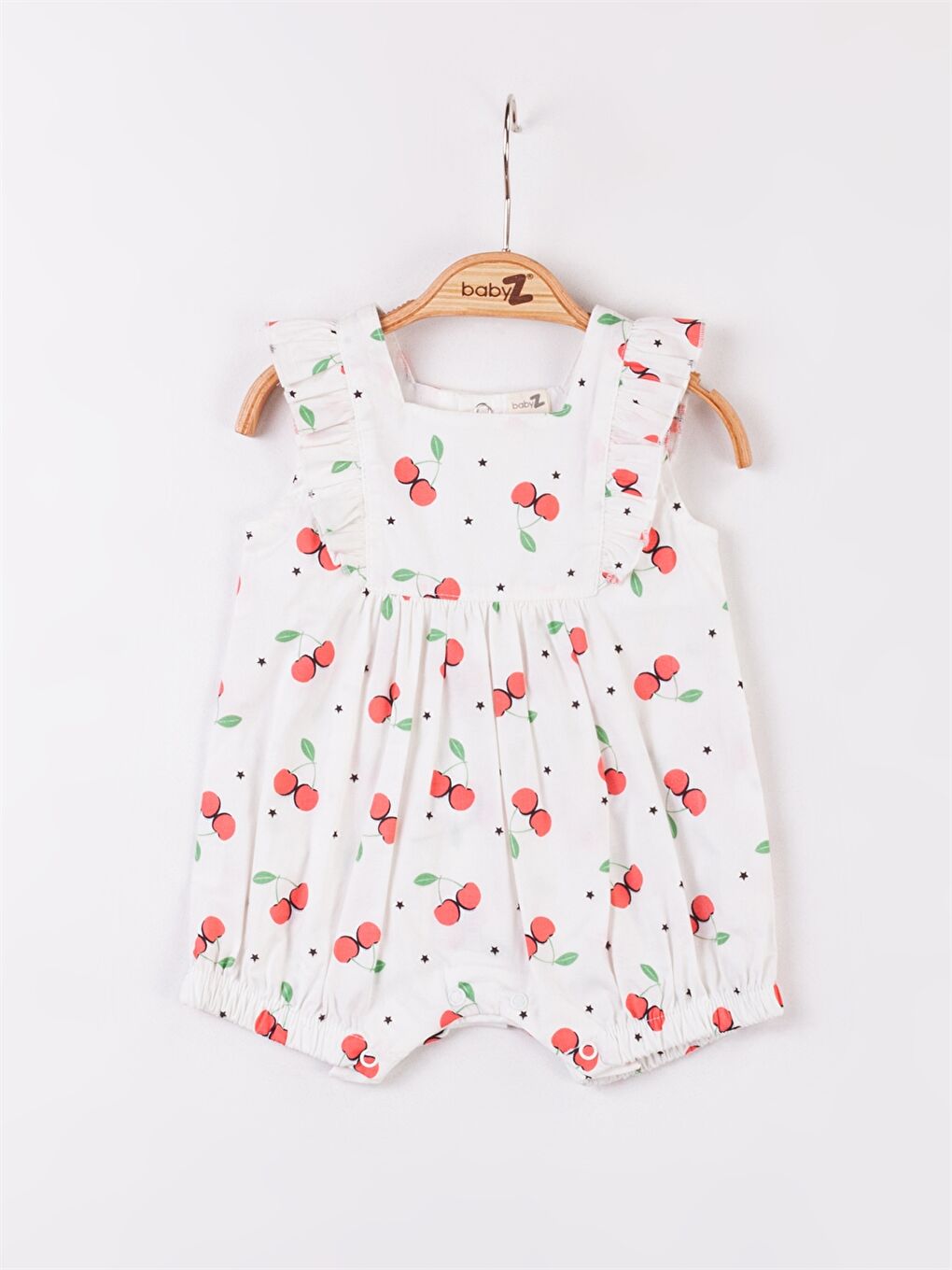 Ekru Kare Yaka Kız Bebek Tulum