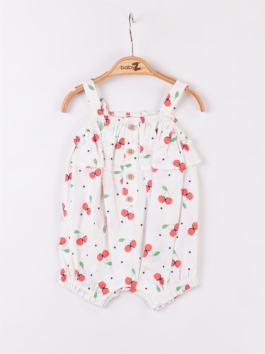 Ekru Kare Yaka Kız Bebek Tulum