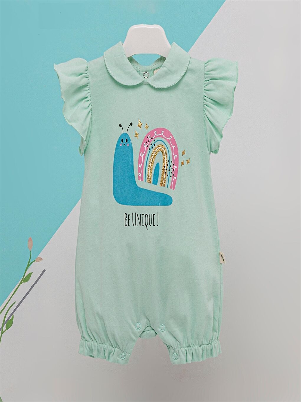 Yeşil Bebe Yaka Kız Bebek Tulum