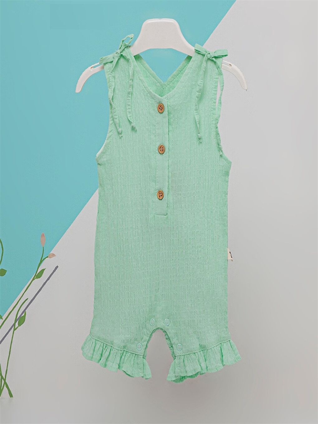 Babyzz Yeşil V Yaka Kız Bebek Tulum