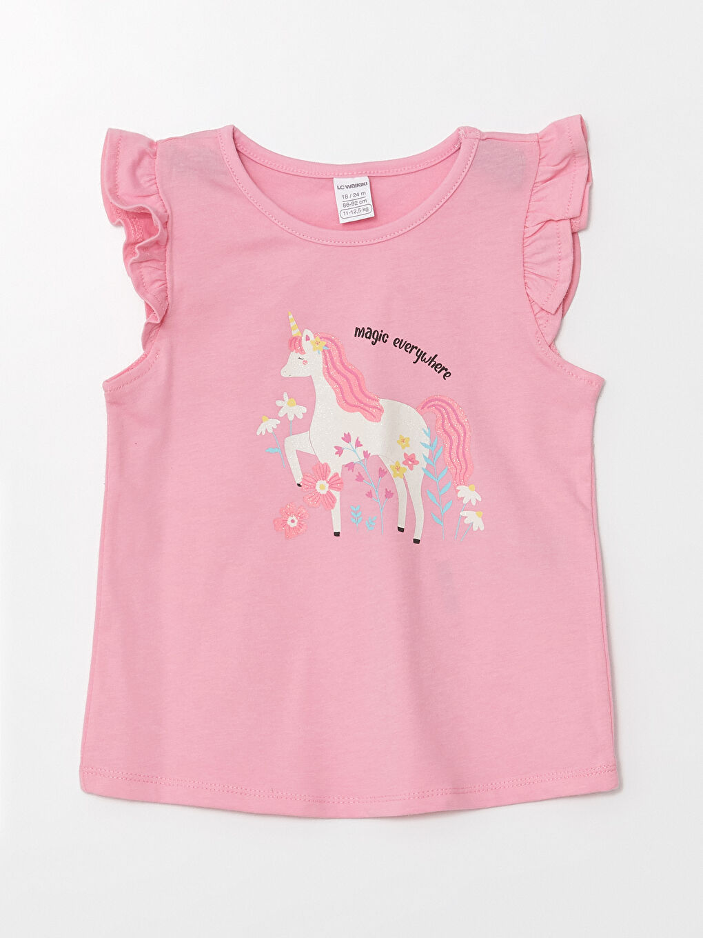 Pembe Bisiklet Yaka Baskılı Kız Bebek Tişört