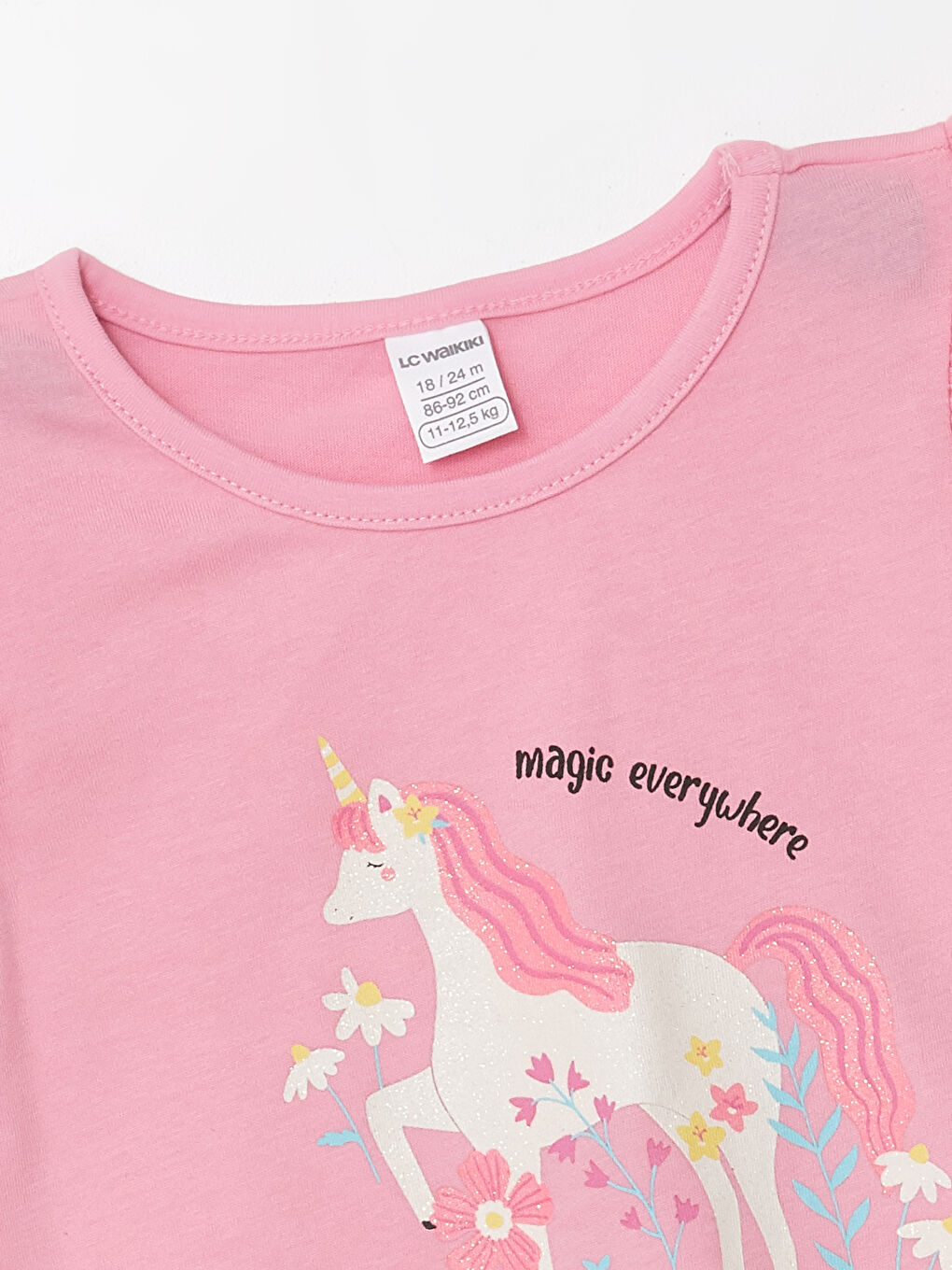 Pembe Bisiklet Yaka Baskılı Kız Bebek Tişört-2