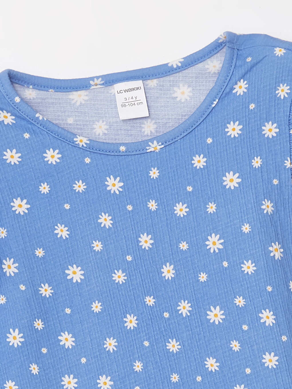 Mavi Bisiklet Yaka Çiçekli Kız Bebek Bluz ve Şort 2'li Takım-2