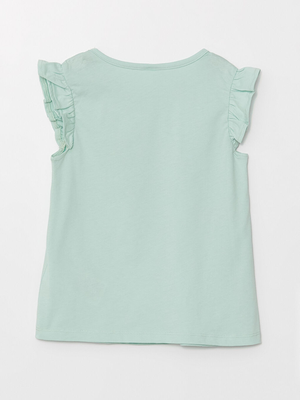 Yeşil Bisiklet Yaka Çiçekli Kız Çocuk Tişört-1