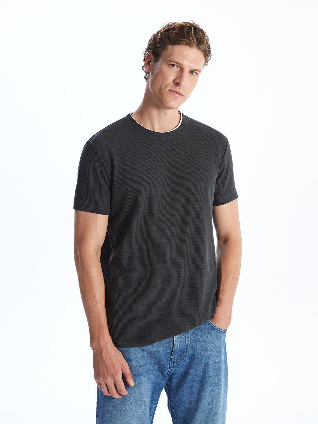 Crew Neck Short Sleeve Men's T-shirt -S4N052Z8-YM6