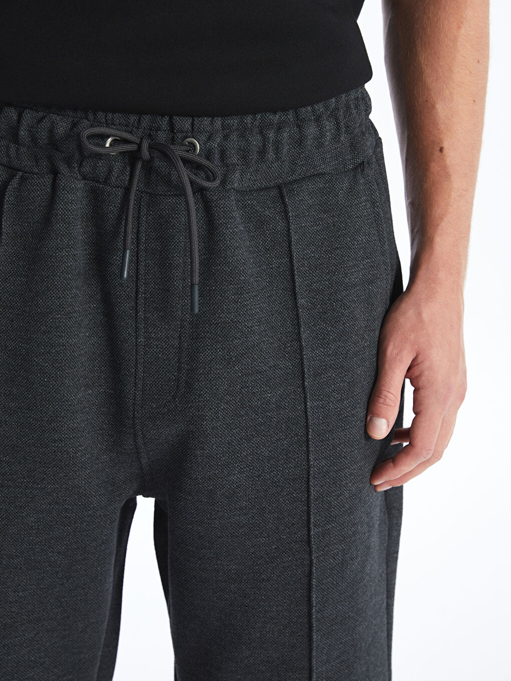 Antrasit Standart Kalıp Beli Bağlama Detaylı Erkek Şort-2