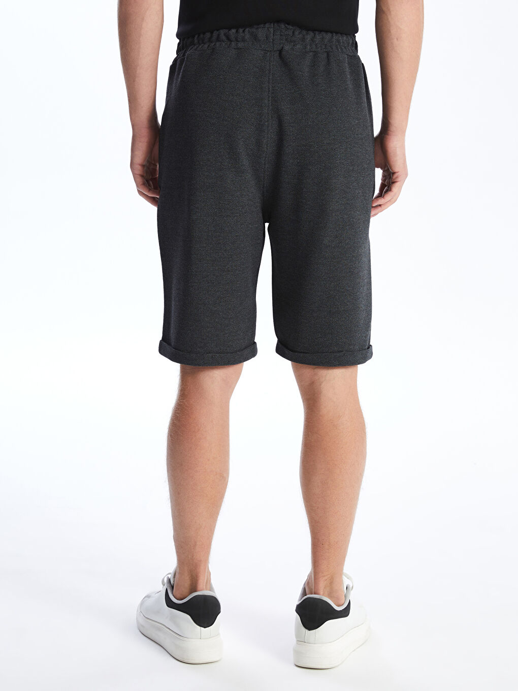 Antrasit Standart Kalıp Beli Bağlama Detaylı Erkek Şort-4