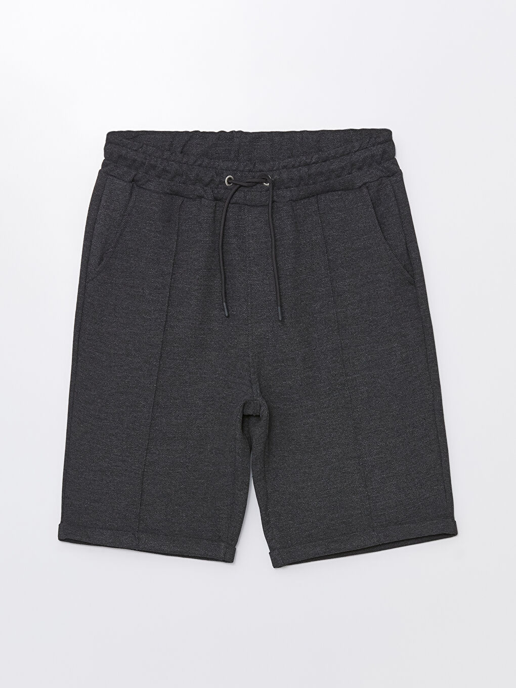 Antrasit Standart Kalıp Beli Bağlama Detaylı Erkek Şort-5
