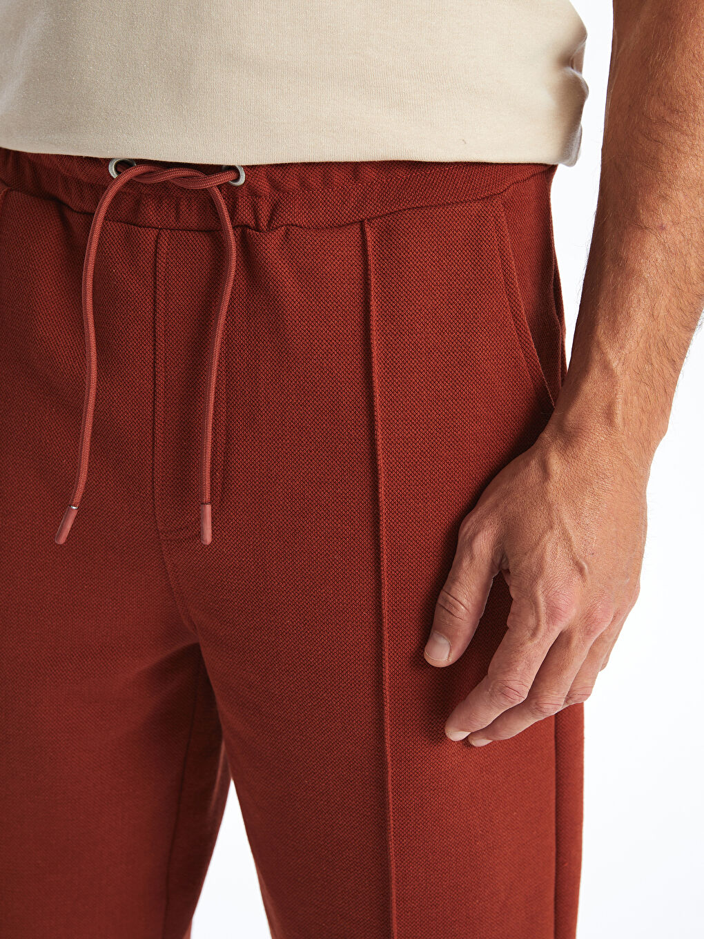 Kahverengi Standart Kalıp Beli Bağlama Detaylı Erkek Şort-3