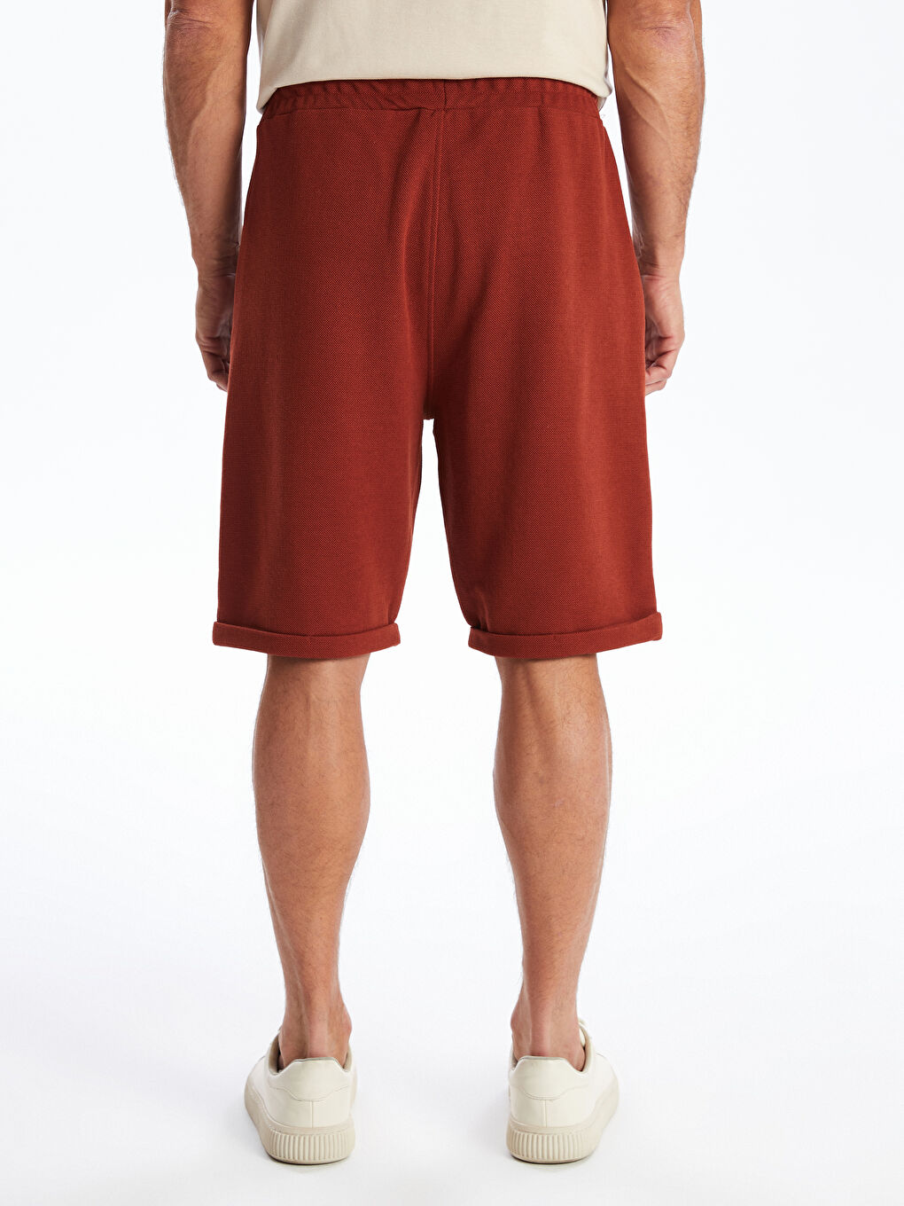 Kahverengi Standart Kalıp Beli Bağlama Detaylı Erkek Şort-4