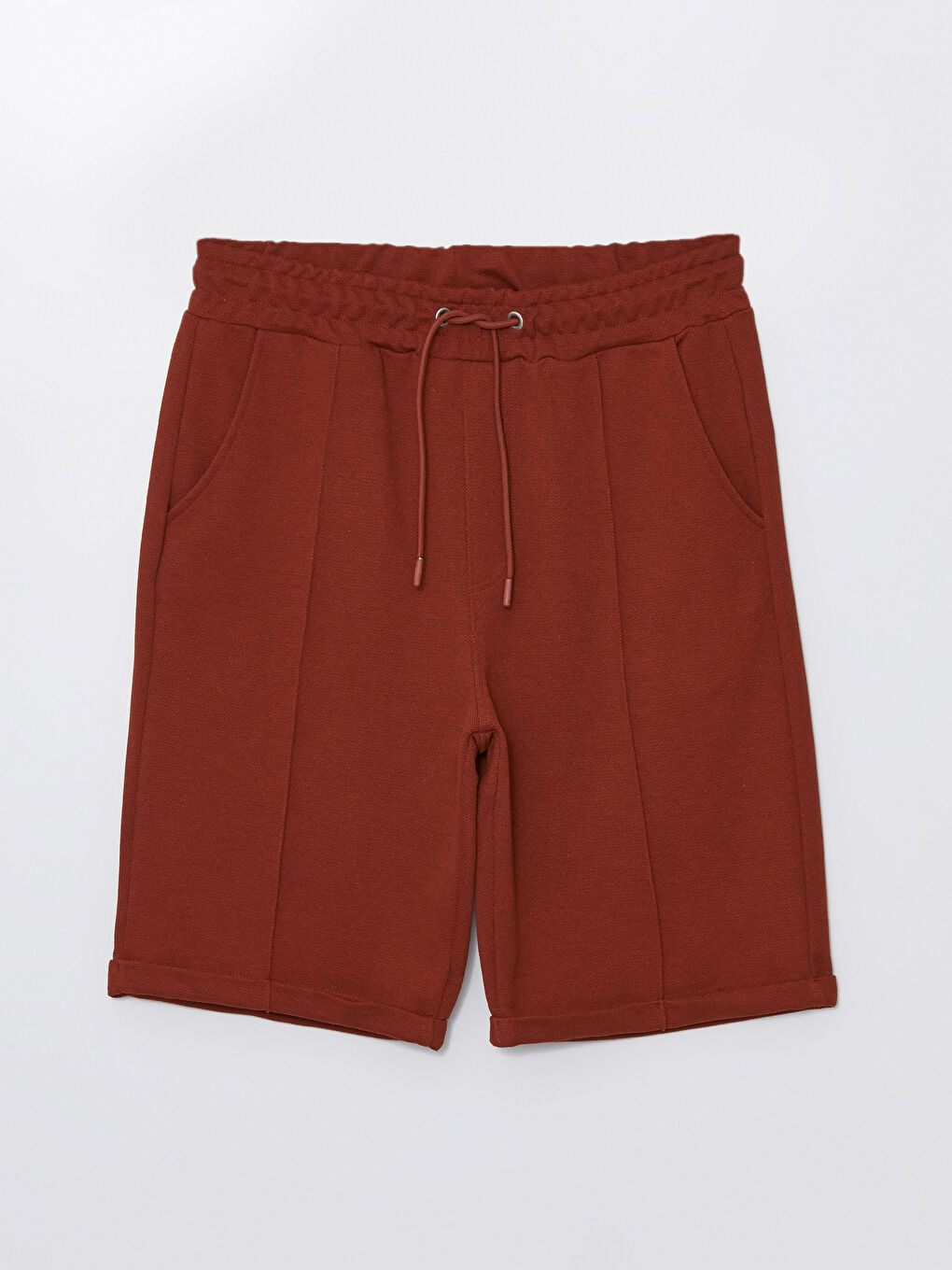 Kahverengi Standart Kalıp Beli Bağlama Detaylı Erkek Şort-5