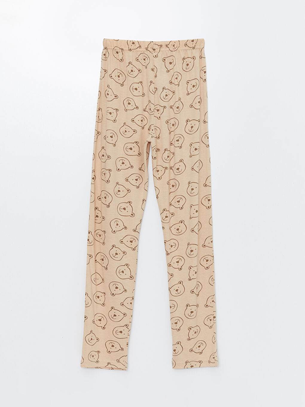 Bej Bisiklet Yaka Kadın Pijama Takım-3