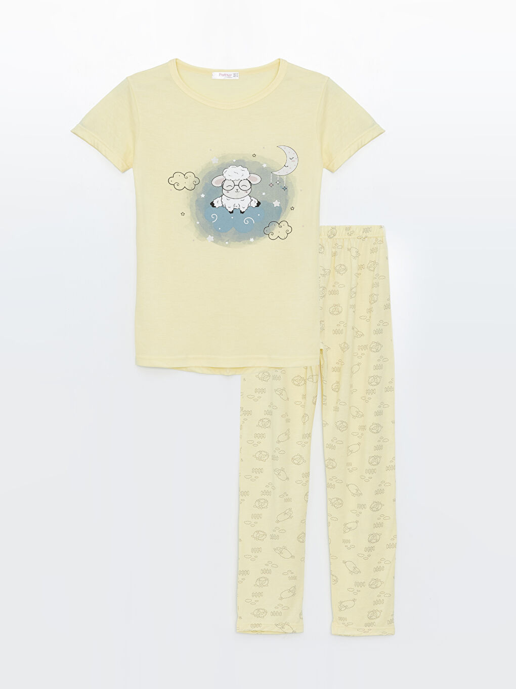 Sarı Bisiklet Yaka Kadın Pijama Takım